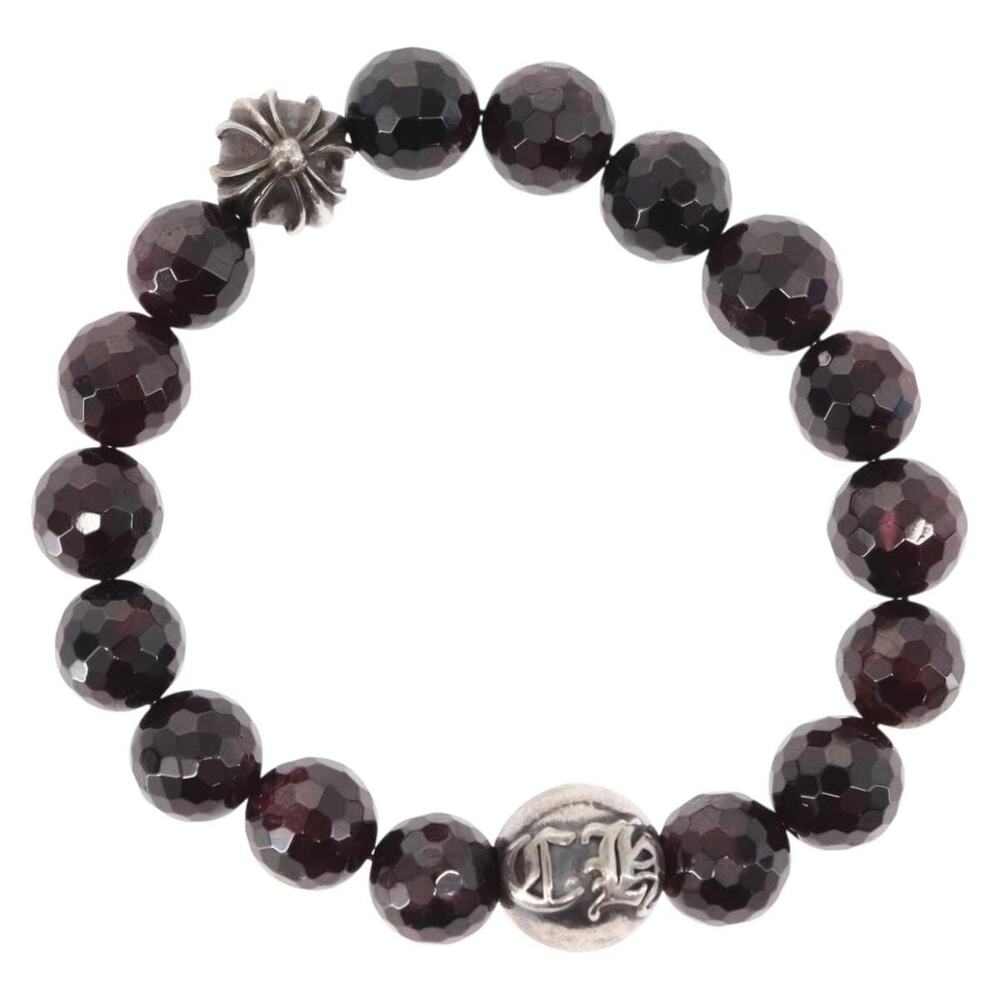 Chrome Hearts Ch Plus Cross Ball Garnet Bead Bracelet Ag925 Red